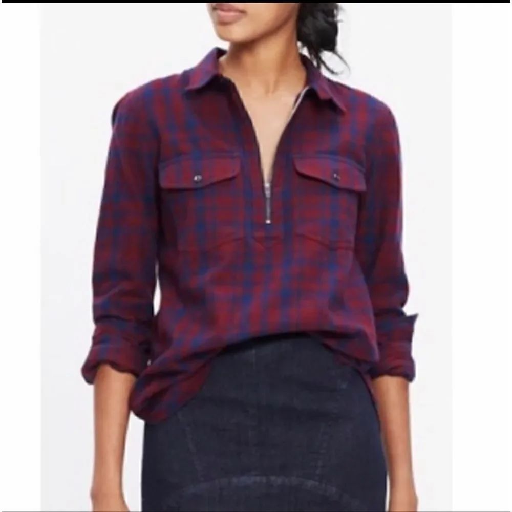 Madewell Plaid Flannel Zip Front Shirt